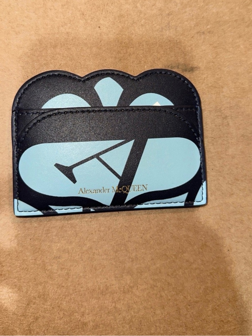 Alexander McQueen Navy and Light Blue Leather Card Holder